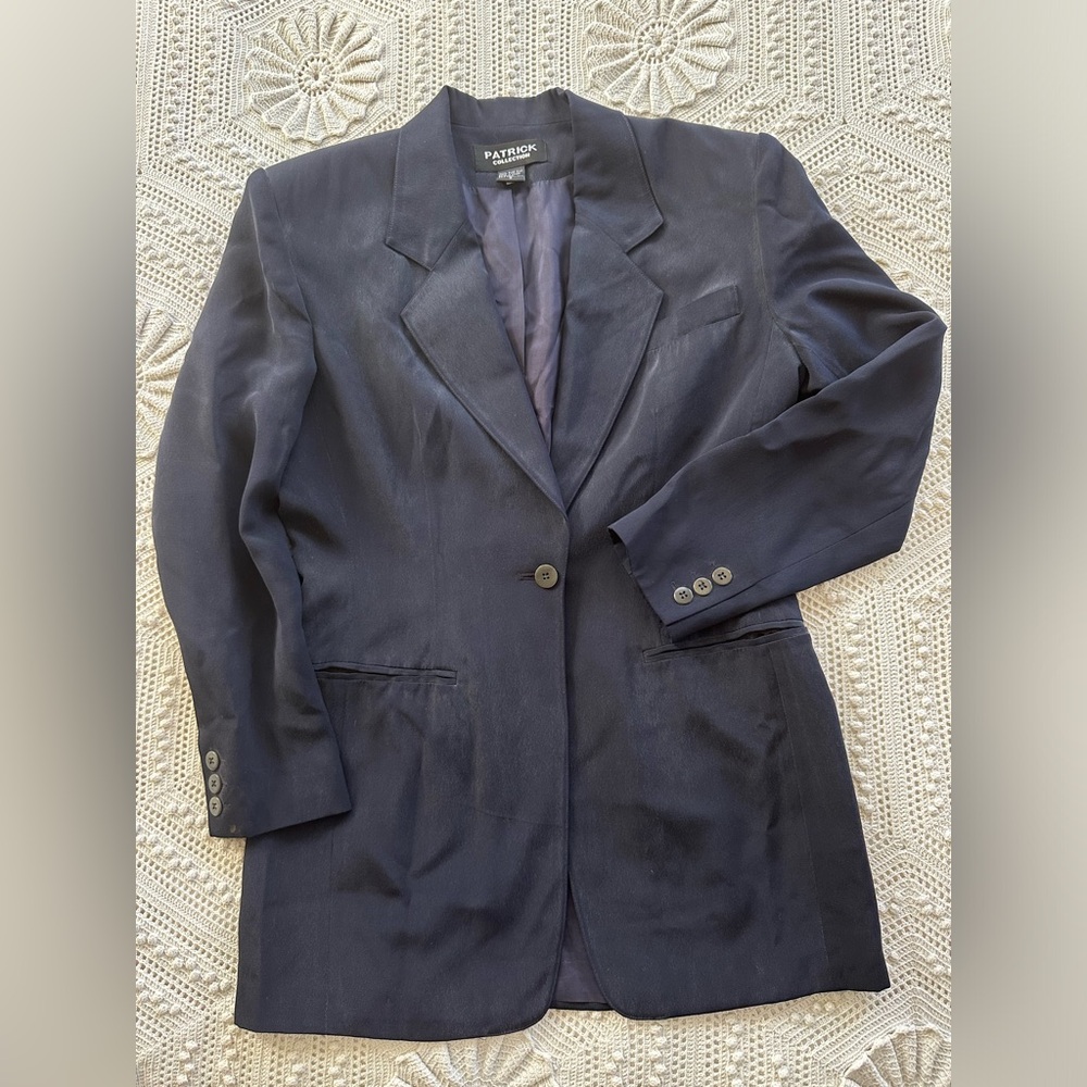 4: Black Silk Blazer (Patrick Collection Sz S)